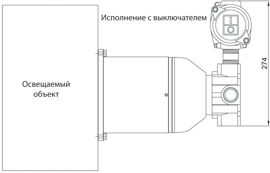 ПРИМЕР МОНТАЖА ВЗРЫВОЗАЩИЩЕННОГО СВЕТИЛЬНИКА EV СО СВЕТОНАПРАВЛЯЮЩИМ ФАРТУКОМ /O